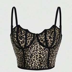 SHEIN Leopard Print Camisole with Black Trim